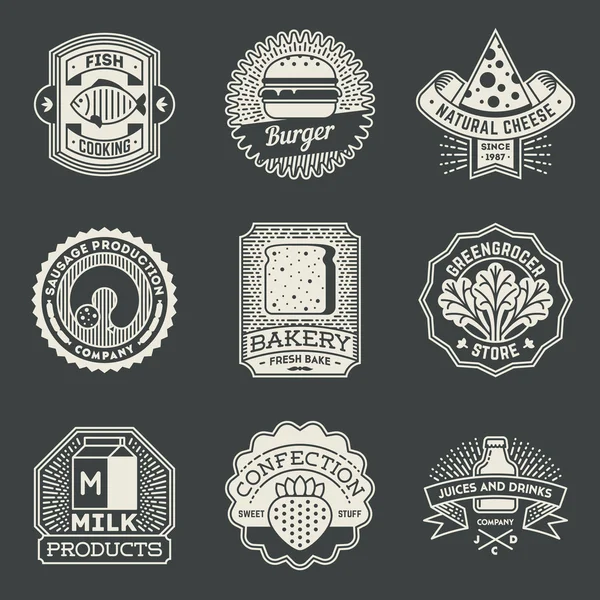 Ensemble de modèles de logotypes d'insignes alimentaires . — Image vectorielle