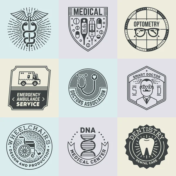 Plantilla de Logotipos de Insignias Médicas — Archivo Imágenes Vectoriales