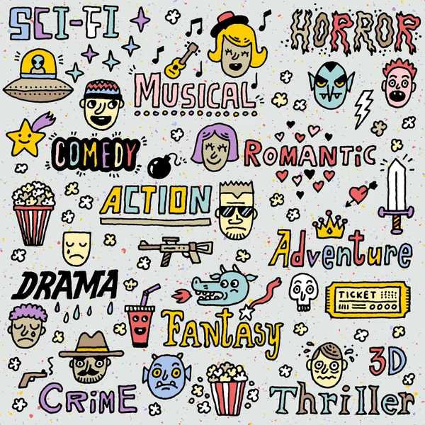 Genres de films. Spectacles TV — Image vectorielle