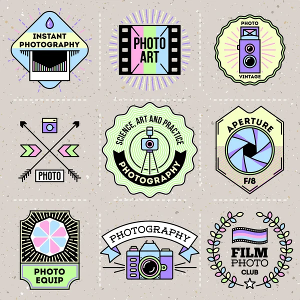 Barevné fotografie logotypy sada. — Stockový vektor