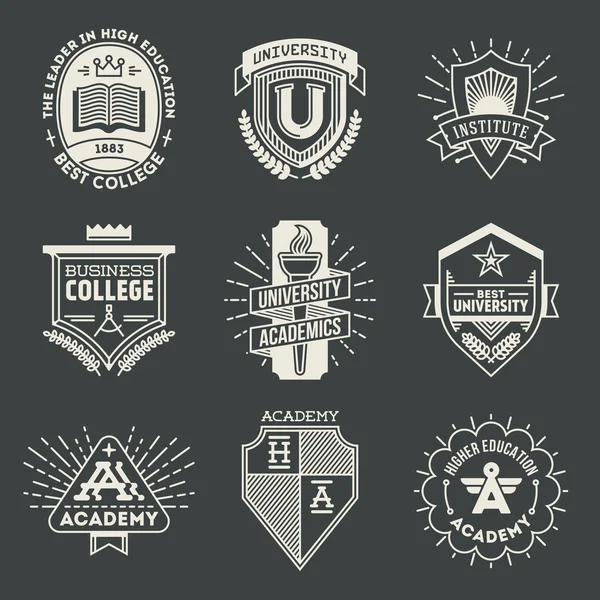 Набор логотипов высшего образования — стоковый вектор