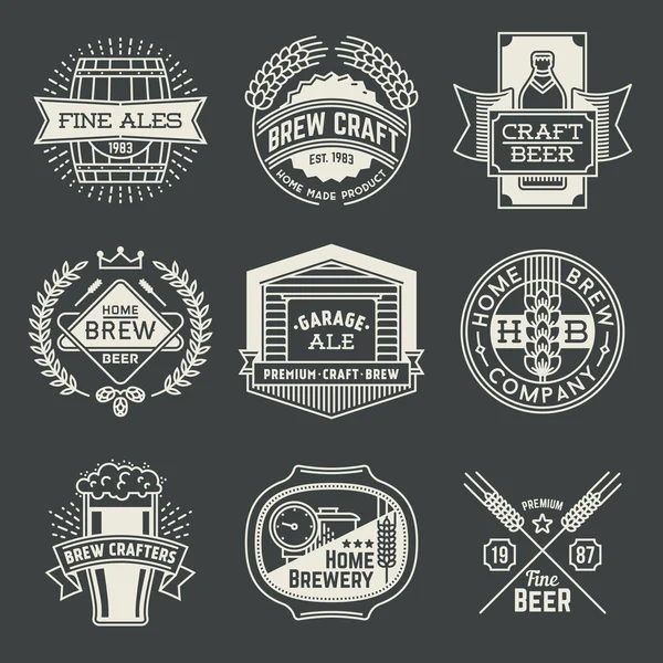 Logotypes home brewery set — Stock Vector