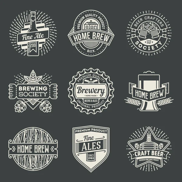 Logotypes home brewery set — Stock Vector