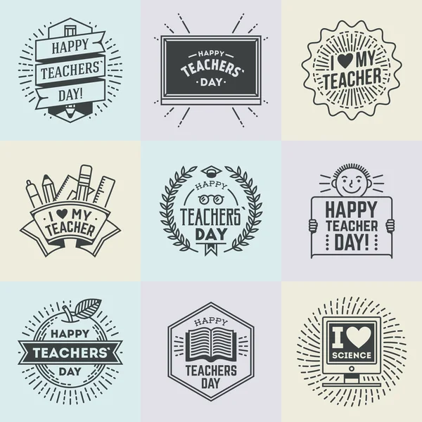 Gelukkig Teachers Day geassorteerde insignes — Stockvector