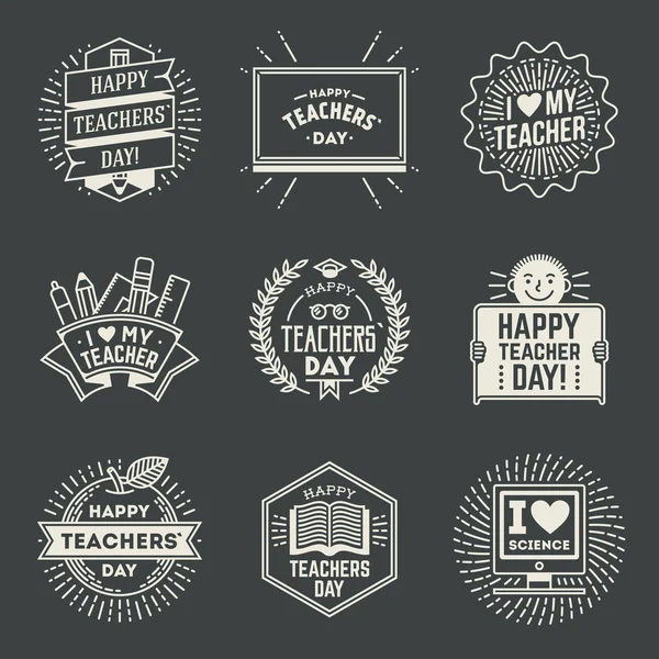 Happy Teachers Day assorted  insignias — Stock Vector