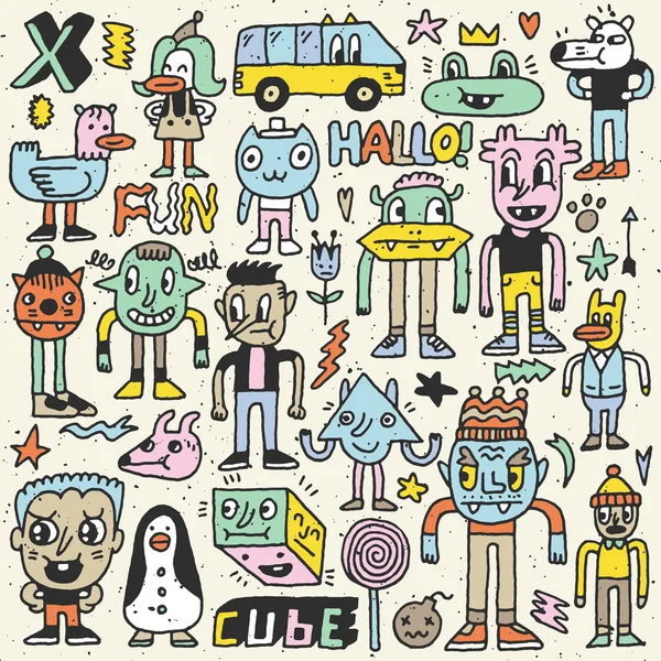 Okula geri renkli kümesi doodle — Stok Vektör