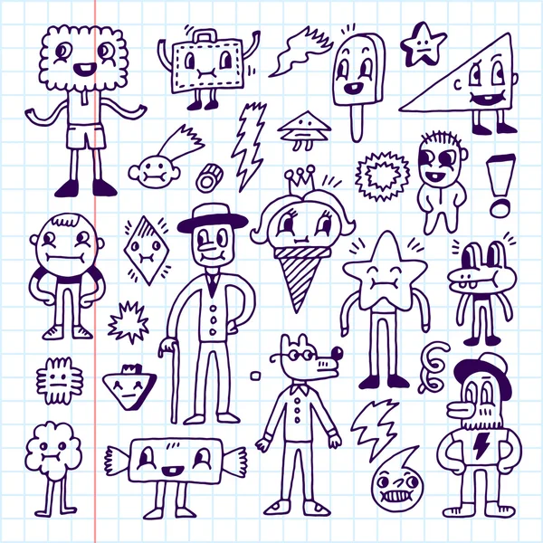 Galna crazy doodles set — Stock vektor