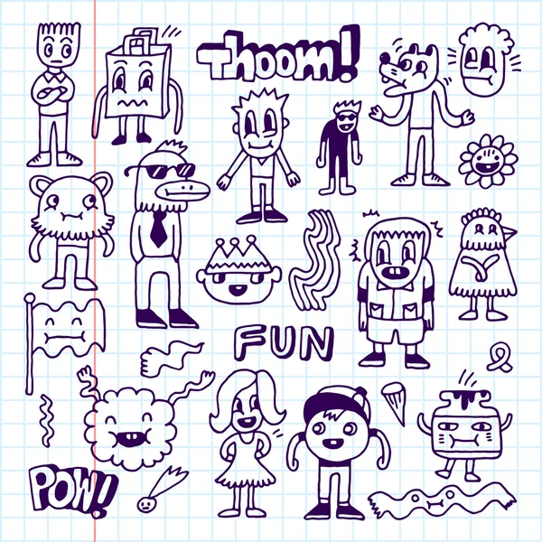 Wacky deli set doodles — Stok Vektör