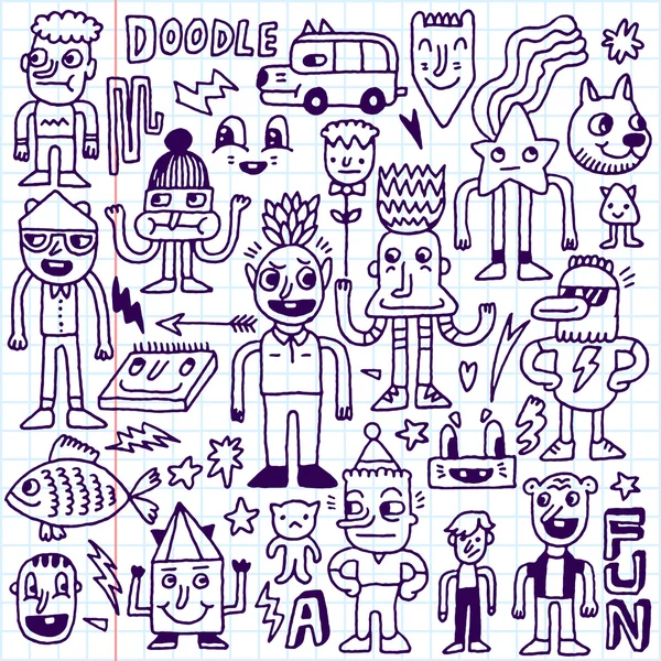 Gekke gek doodles set — Stockvector