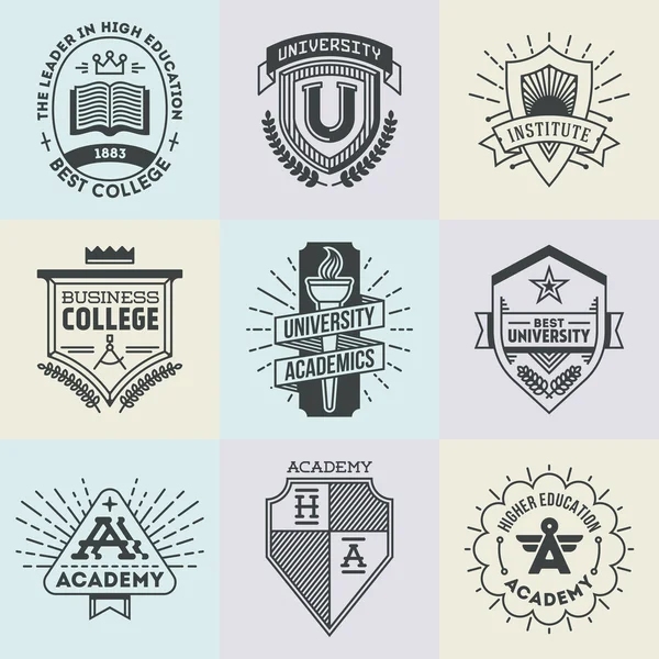 Hoge onderwijs logo's set — Stockvector