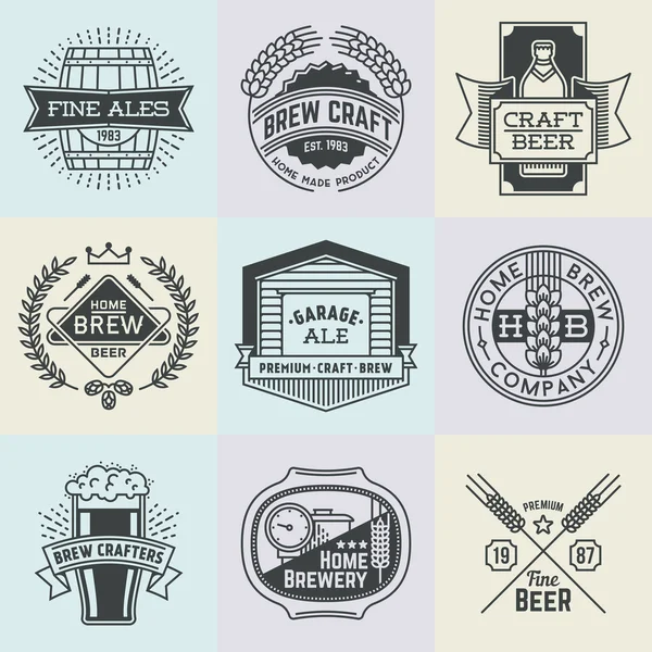 Art logotypes home brewery set — Stock Vector