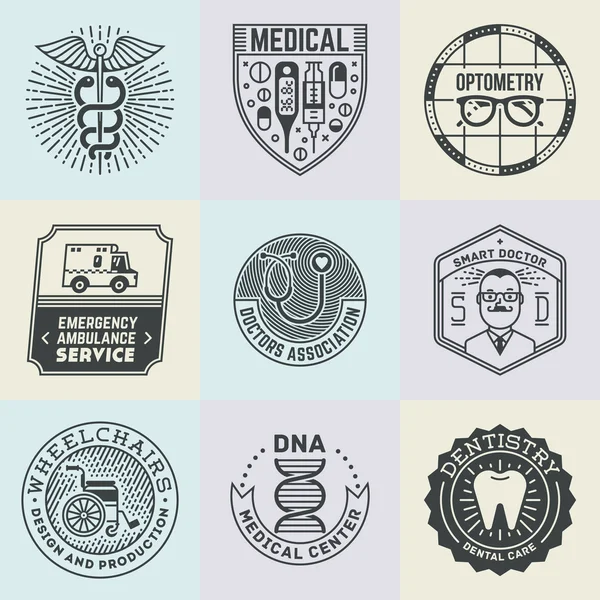 Medicinska gradbeteckningar logotyper mall Stockvektor