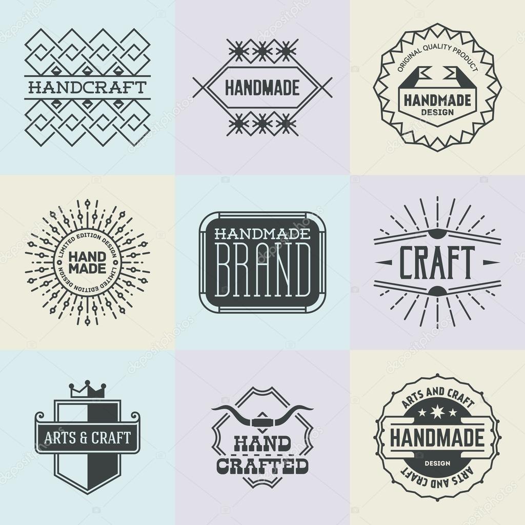 Assorted retro design insignias logotypes set . Vector vintage elements.