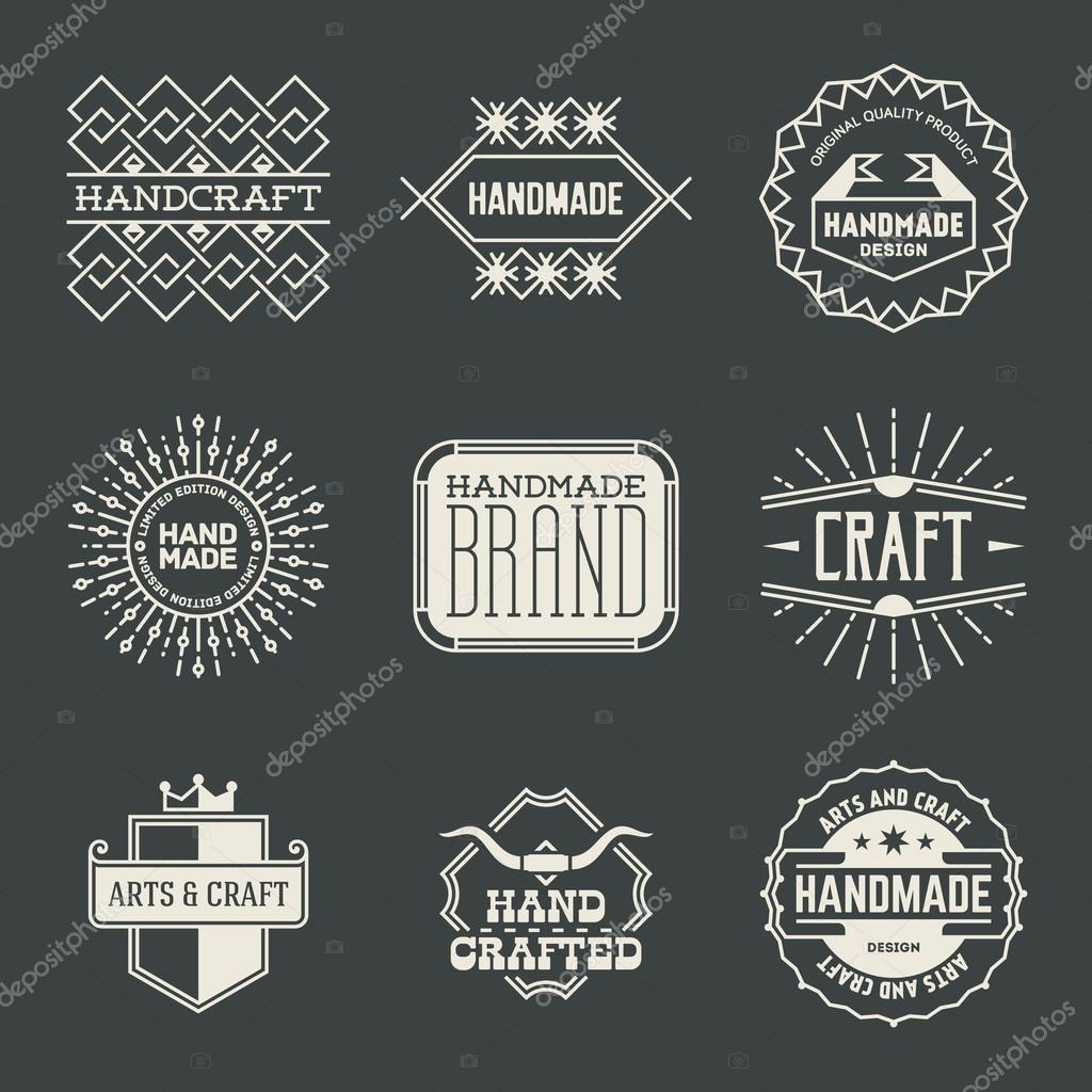 Retro Design Luxury Insignias Logotypes Template Set. Line Art Vector Vintage Style Elements.