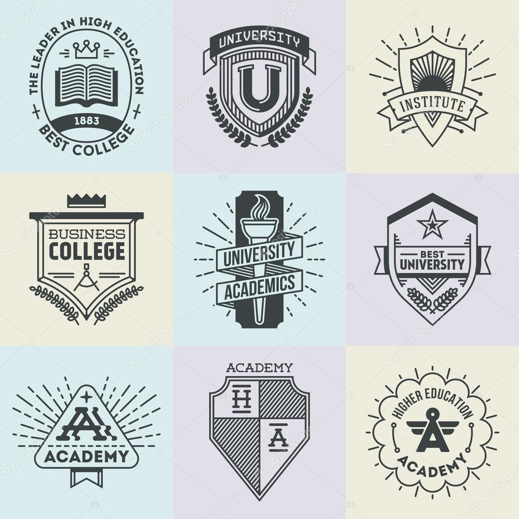 high education logotypes set