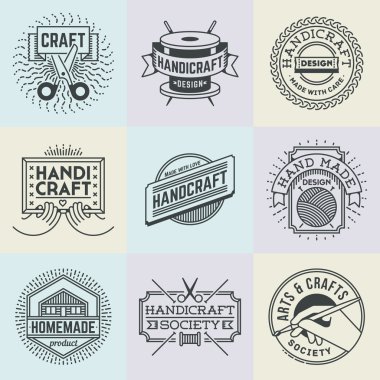 Çeşitli retro tasarım el sanatları Logotype