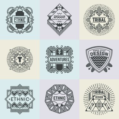 Çeşitli retro tasarım kabile Logotype