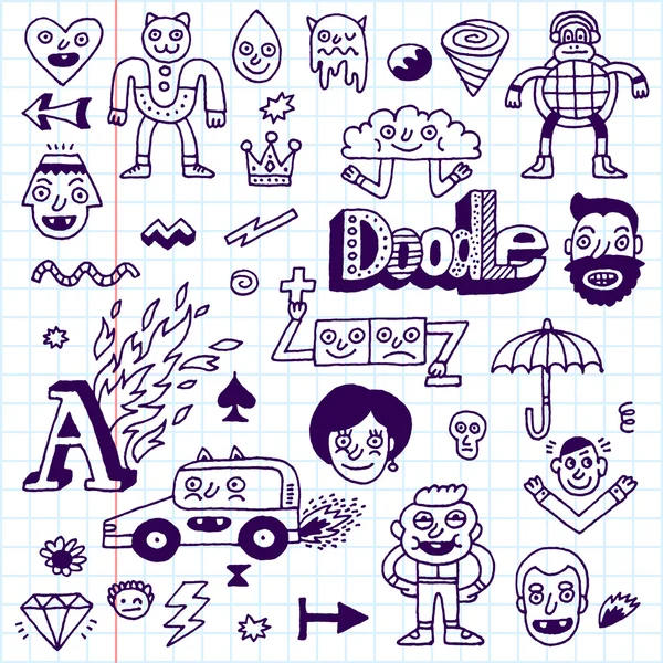 Caractères abstraits de doodle se — Image vectorielle