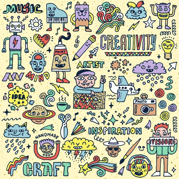Creativity Activities Cartoon Set — Stock Vector