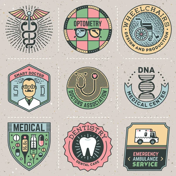 Surtido de logotipos médicos juego de colores — Archivo Imágenes Vectoriales