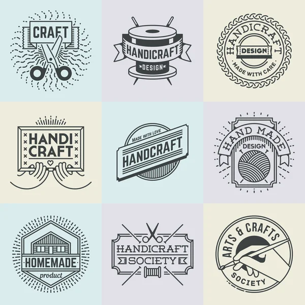 Logotipos de artesanato de design retro sortidos — Vetor de Stock