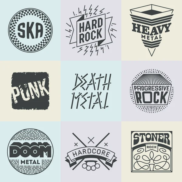 Geassorteerde Rock muziek logo's Set — Stockvector