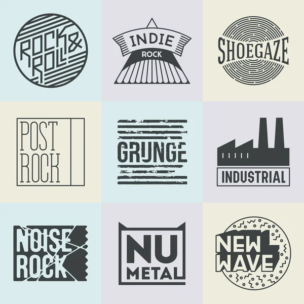 Rock Music Logotypes Set - Stok Vektor