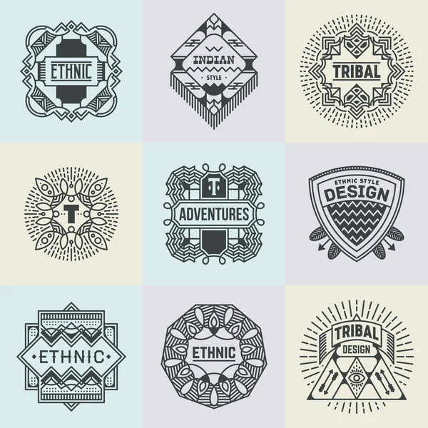 Berbagai desain retro logotypes suku - Stok Vektor