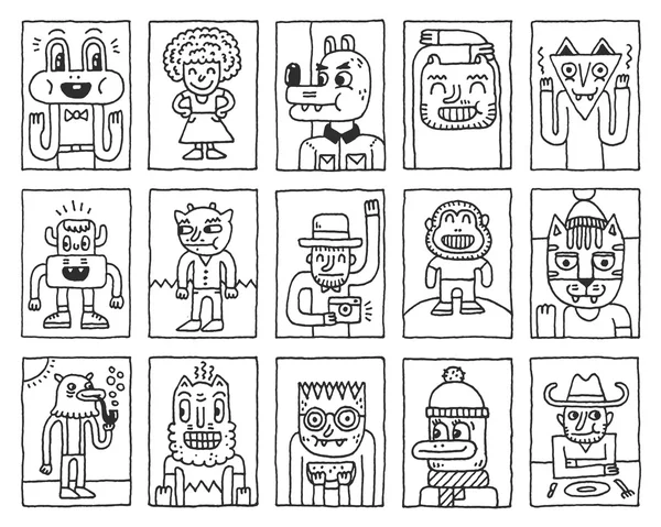 Conjunto de tarjetas de Doodle — Archivo Imágenes Vectoriales