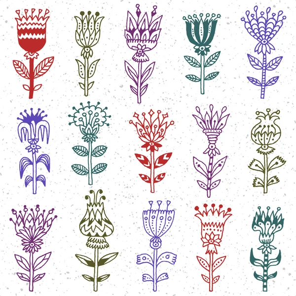 Hand Drawn Flowers — Stock Vector