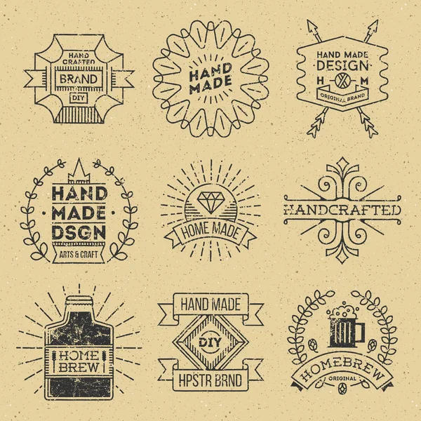 Grunge Hipster Logotipos Retro Set — Vector de stock