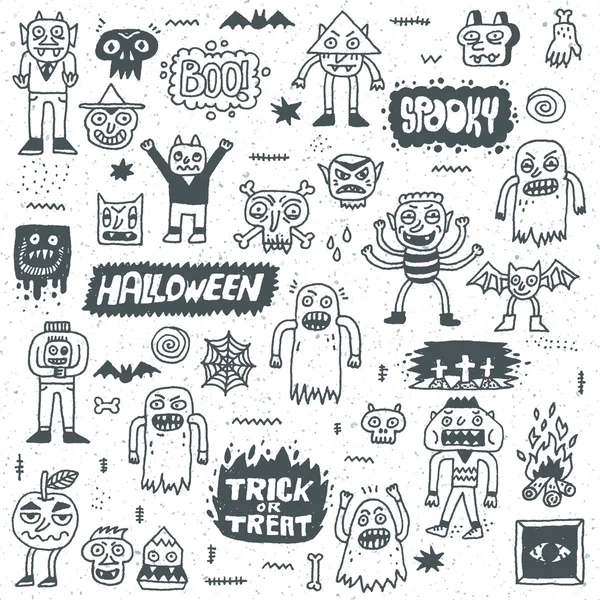 Happy Halloween Doodle Lettering Set — Vector de stoc