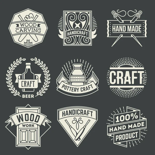 Logotipos artesanales insignias conjunto — Vector de stock