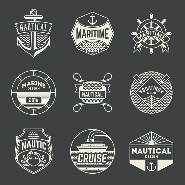 Conjunto de logotipos insignias náuticas — Archivo Imágenes Vectoriales