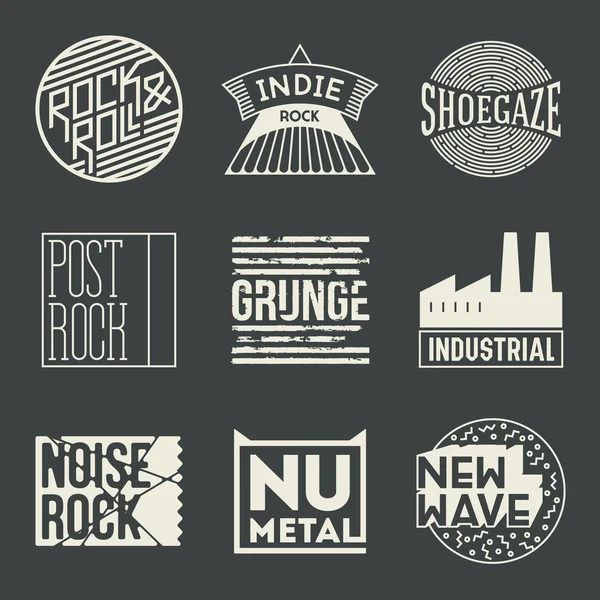 Rock zene jelvények logó meg — Stock Vector