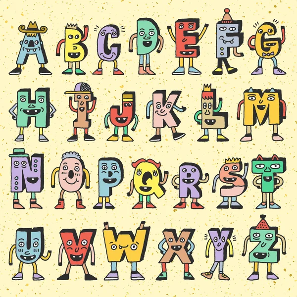 ABC Funny Alphabet Characters — Stock Vector