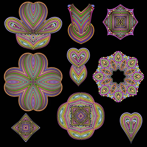 En färgstark samling av prickiga mönster — Stock vektor