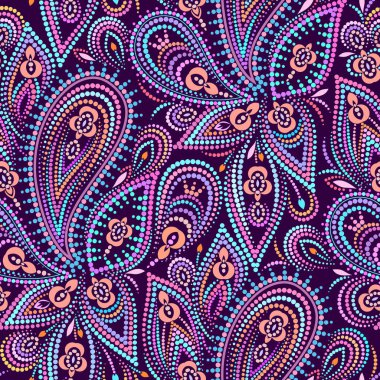 Şal desenli, renksiz noktalı desen. Geleneksel etnik süs. Vektör izi. Duvar kağıdı, şablon dolguları, tekstil tasarımı için kullan.