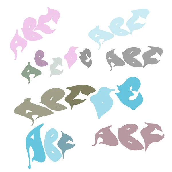 一组彩色字母Abcde 手绘的元素用于排字 平面设计 病媒群 — 图库矢量图片