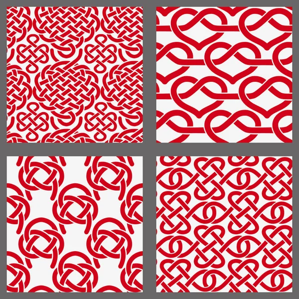 无缝隙的中国几何红色图案与传统符号 亚洲少数民族的装饰品 4个向量集 用于墙纸 花纹填充物 纺织品设计 — 图库矢量图片