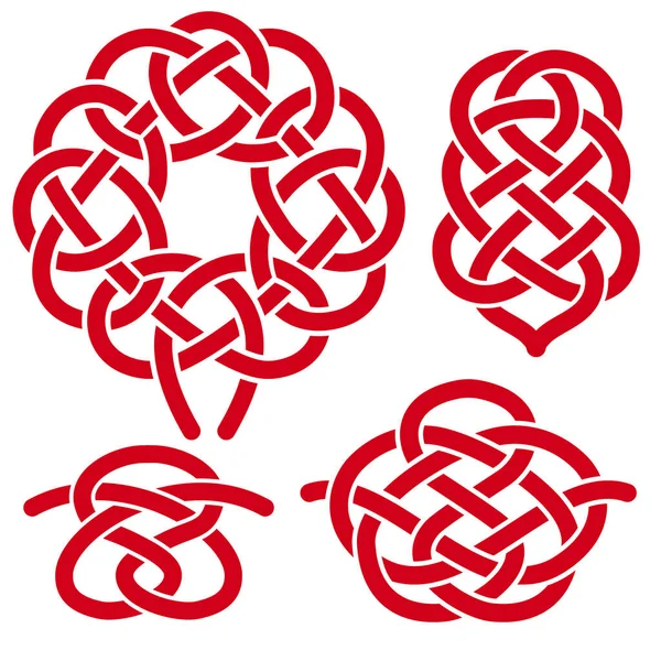 Китайські Червоні Вузли Інший Шаблон Дизайну Традиційні Азійські Символи Векторний — стоковий вектор