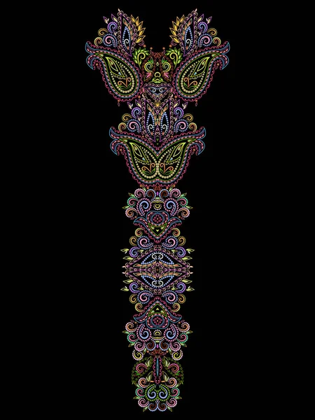 Diseño étnico escote. Patrón tradicional colorido floral. Impresión vectorial con elementos decorativos para bordado, para ropa de mujer. — Archivo Imágenes Vectoriales