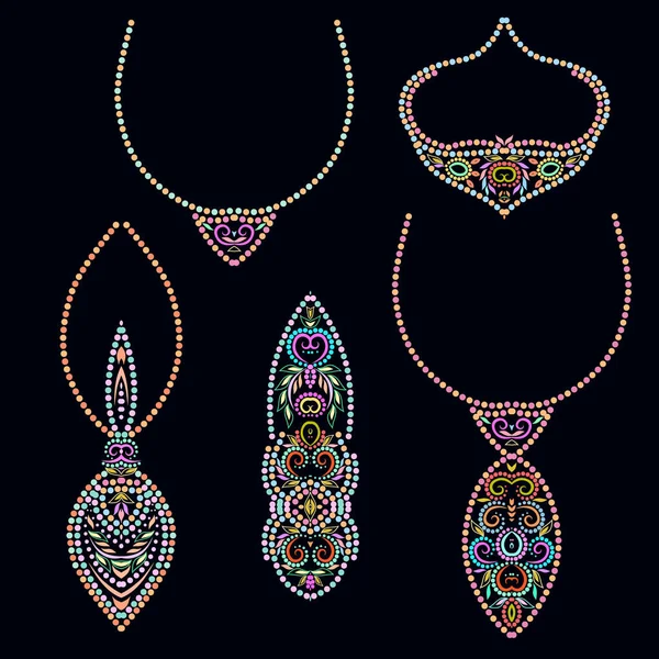 Ensemble Magnifiques Pendentifs Conception Colorée Pour Les Bijoux Objets Isolés — Image vectorielle