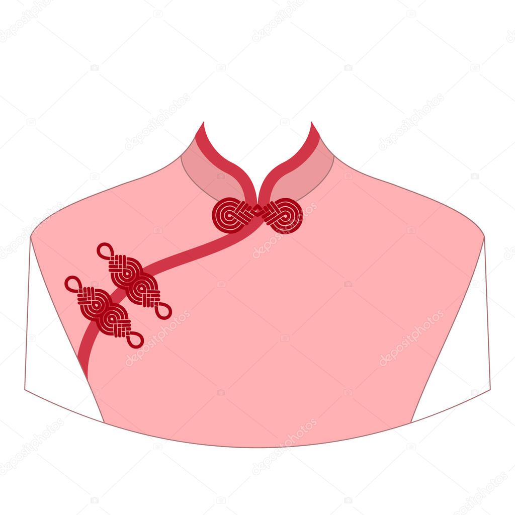 Neckline asian design. Traditional chinese dress womens - qipao. Vector clipart.