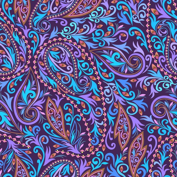 Padrão Tradicional Sem Costura Com Paisley Ornamento Étnico Brilhante Roxo — Vetor de Stock