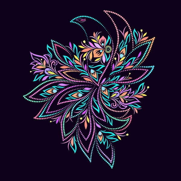色彩艳丽的鸟珠 花卉民间艺术的传统模式 矢量标识设计 — 图库矢量图片