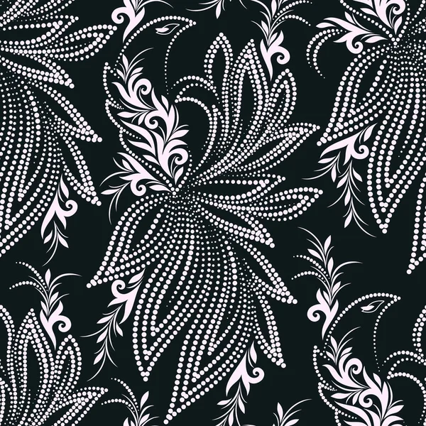 Schöne Nahtlose Schwarz Weiß Gepunktete Muster Mit Magischen Vögeln Traditionelle — Stockvektor