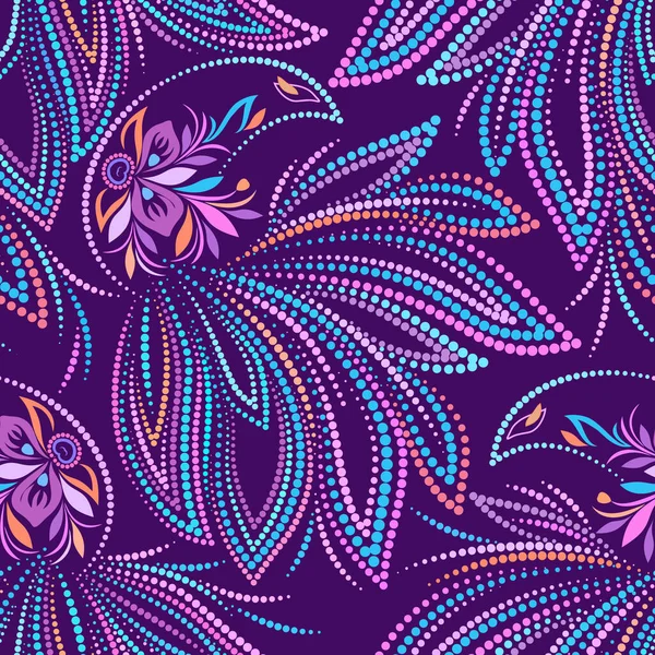 Magnifique Motif Pointillé Coloré Sans Couture Avec Des Oiseaux Magiques — Image vectorielle