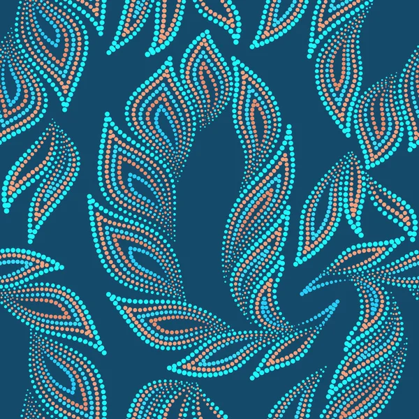 Motif sans couture turquoise pointillé avec paisley. Ornement ethnique traditionnel. Tirage vectoriel. Utilisez pour le papier peint, les garnitures de motifs, la conception textile. Illustration De Stock