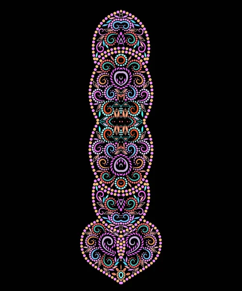 Escote Diseño Étnico Punteado Patrón Tradicional Colorido Floral Impresión Vectorial — Vector de stock